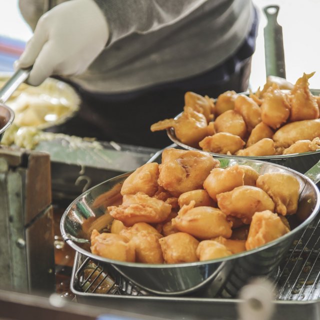 Fried Imoten (fluffy sweet potato tempura) 