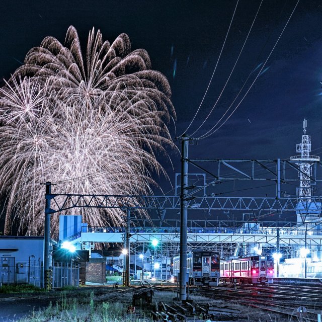 Fireworks at Iyo Saijo Station