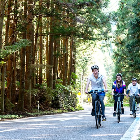 Enjoy eco-friendly cycling at the foot of the mountains and meeting local guides