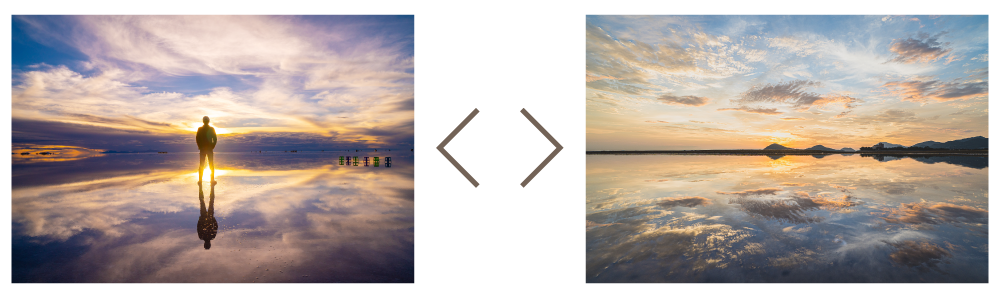 ウユニ塩湖とウユニ塩湖に似ている「父母ヶ浜」の写真比較